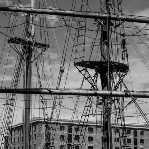 A4 B&W Print, Masts in the Albert Dock, Liverpool