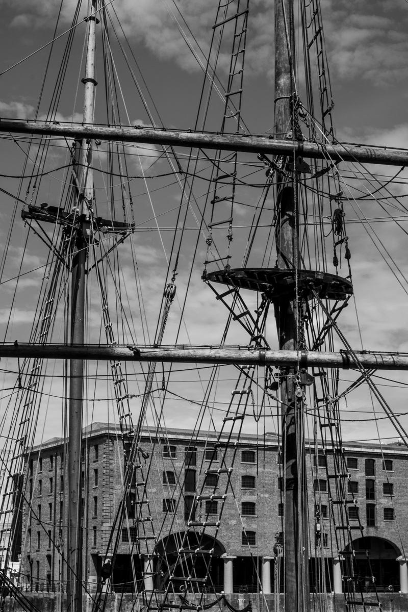 A4 B&W Print, Masts in the Albert Dock, Liverpool